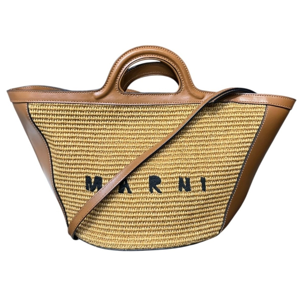 Marni Small Basket Handbag Tropicalia Summer Linen Leather BMMP0068Q0 P3860
